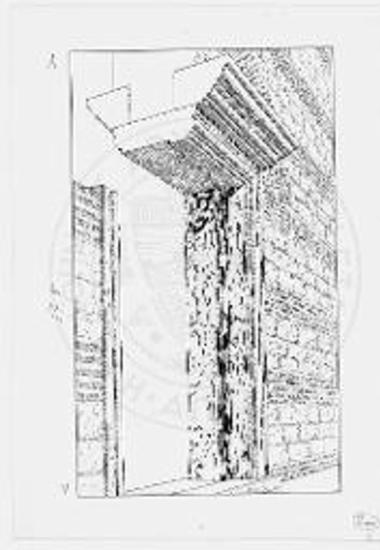 Περίθυρον παλαιοχριστιανικής θύρας. Προοπτική άποψις μετά τομής του υπερθύρου (Ορλάνδος)