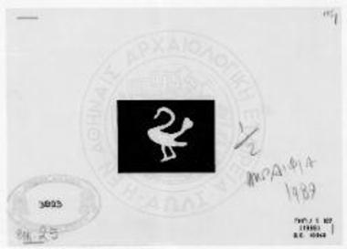 Λευκό πτηνό σε μελαμβαφή επιφάνεια κανθαρίσκου από τον τάφο ΓΗΠ/107.