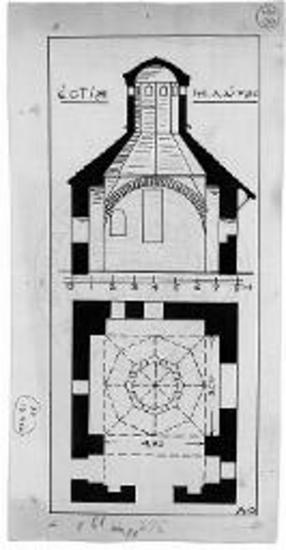 Κάτοψις και τομή εστίας Μ. Λαύρας
