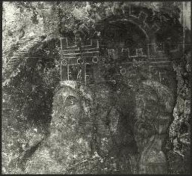 Καλόπυργος Δρυ, Ναός Αγιάς-Σωτήρας. Λεπτομέρεια της Βαϊοφόρου, τοιχογραφία.
