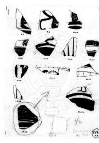 Όστρακα ληκύθων. Αρ. 7, 6 (τάφος VI), αρ. 13.10 (τάφοι IX και XXIX), αρ. 14.21 (τάφος ΧΙΙΙ), αρ. 15.12 (τάφος Χ), αρ. 15.14 (τάφος Χ), αρ. 15.16 (τάφος Χ), αρ. 19.19 (τάφος ΧΙΙ), αρ. 18.40 (τάφος ΧVI), αρ. 20.44 (τάφος ΧVII), αρ. 28.59 (τάφος ΧVV).