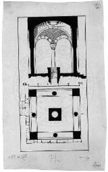 Κάτοψις και τομή φρεατοστεγάσματος της Μ. Χελανδαρίου
