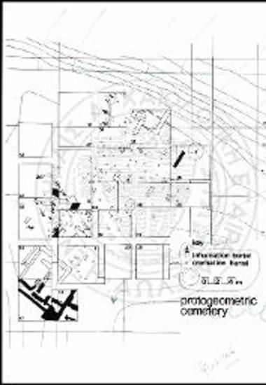 Σχέδιο των τάφρων του νεκροταφείου της πρώιμης εποχής του Σιδήρου και των κτισμάτων της κλασικής εποχής στο άνδηρο V (οι τοίχοι με μαύρο χρώμα ανασκάφηκαν το 1984).