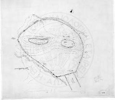 Τοπογραφικό διάγραμμα των Μεγάρων όπου σημειώνονται τα αποκαλυφθέντα τμήματα των οχυρώσεων.