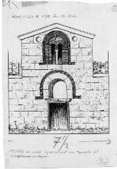 Τμήμα της νοτίας όψεως το ναού των Ταρσινών με αναπαράστασιν της θύρας