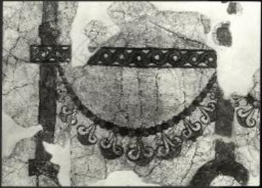 Τοιχογραφία των θαλαμίσκων αρ. κατ. 5, θαλαμίσκος 1: α) Λεπτομέρεια: το νήμα με τις ψήφους.