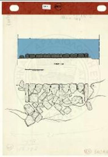 Κάτοψη και τομή τμήματος κτιριακής κατασκευής του τομέα Α, στη θέση I της περιοχής Γρόττας - προλιμένα - Παλατάκι.
