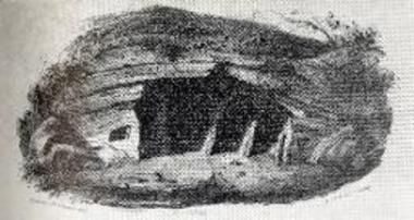 Άποψις του διασκάφου εις τον βράχον κοιμητηρίου της Μεθώνης. (Bory de Saint - Vincent).