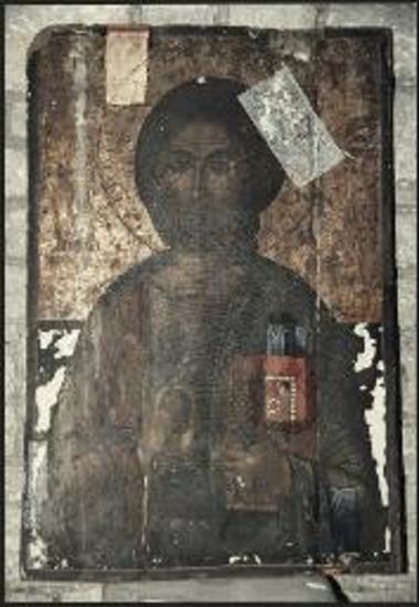 Μουσείο της Καστοριάς. Χριστός Παντοκράτωρ, πριν τη συντήρηση.