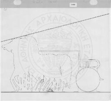 Αναπαράσταση του δυτικού αετώματος. Τα σωζόμενα θραύσματα. Λεπτομέρεια.