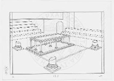 Η μετά εννέα ποδών αγ. τράπεζα της βασιλικής Β της Νικοπόλεως με την προ αυτής πλάκα προθύσεως (Αναπαράστασις Α. Ορλάνδου)
