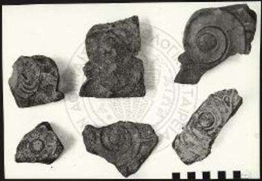 Αρχαία Άβδηρα. Αγρός Αβράμογλου. Θραύσματα από μέτωπα ανθεμωτών ηγεμόνων καλυπτήρων.