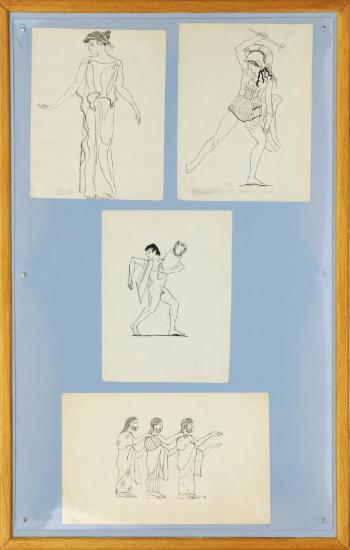 Τέσσερα (4) σχέδια κοστουμιών Δελφικών Εορτών