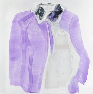 Ablation,  from the series,  “Μade by Loula in Gr”,  acrylic,  used clothing fragments of the artist