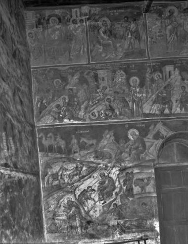 Μονή Μεγίστης Λαύρας, Τράπεζα, Ν. σκέλος. Τοιχογραφίες του Δ. τοίχου, ο βίος του αγίου Γεράσιμου Ιορδανίτη κ.α. (1-3, 6-11, 17α-ζ)