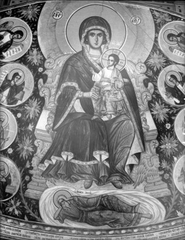 Μονή Βατοπεδίου, Τράπεζα, Δ. σκέλος, Δ. τοίχος, Αψίδα, Τεταρτοσφαίριο. Η Ρίζα Ιεσσαί, λεπτομέρεια (3 τμήμα)