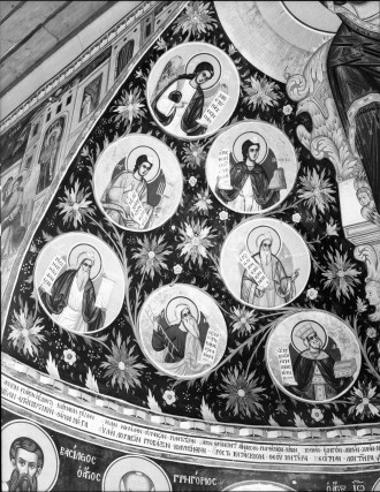 Μονή Βατοπεδίου, Τράπεζα, Δ. σκέλος, Δ. τοίχος, Αψίδα, Τεταρτοσφαίριο. Η Ρίζα Ιεσσαί, λεπτομέρεια (3 τμήμα)