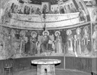 Μονή Χιλανδαρίου, Τράπεζα. Τοιχογραφίες Β. τοίχου, Αψίδα (κόγχη του ηγουμένου) (135-144)