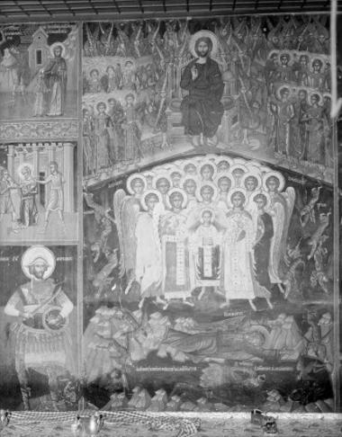 Μονή Διονυσίου, Δεύτερη Τράπεζα. Τοιχογραφίες Δ. τοίχου, κεντρικό τμήμα (68, 76, 85, 86)
