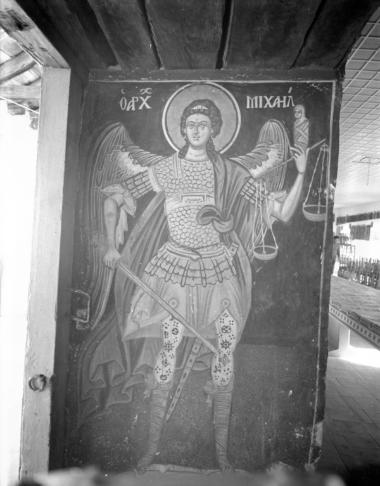 Μονή Παντοκράτορος, Τράπεζα, Βόρειο σκέλος. Τοιχογραφίες Β. τοίχου, Εσωρράχιο θύρας, ανατολική πλευρά