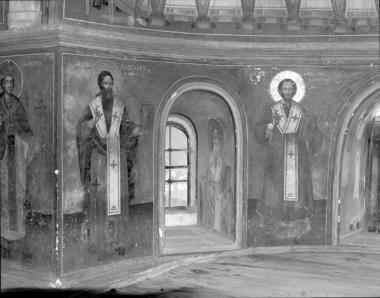 Μονή Ξηροποτάμου, Τράπεζα, Νότιο σκέλος. Τοιχογραφίες Ν. τοίχου, αψίδα (κόγχη