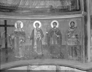 Μονή Ξηροποτάμου, Τράπεζα, Βόρειο σκέλος. Τοιχογραφίες Αν. τοίχου, Αψίδα (κόγχη