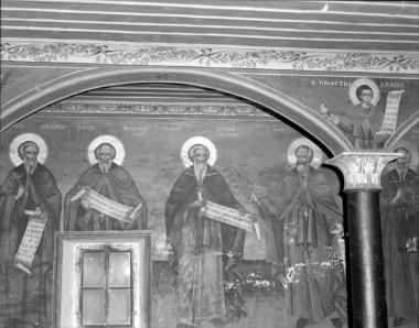 Μονή Ξηροποτάμου, Τράπεζα, Βόρειο σκέλος. Τοιχογραφίες Β. κιονοστοιχίας, νότια όψη (71-72, 53-56)