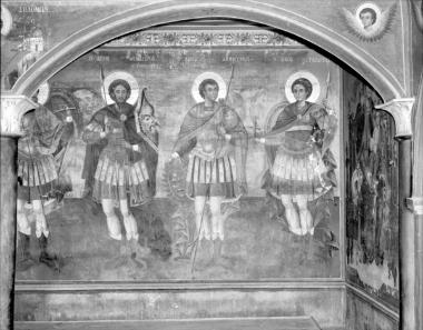 Μονή Ξηροποτάμου, Τράπεζα, Βόρειο σκέλος. Τοιχογραφίες Β. κιονοστοιχίας-νότια όψη- και Β. τοίχου (76, 77, 68-70)