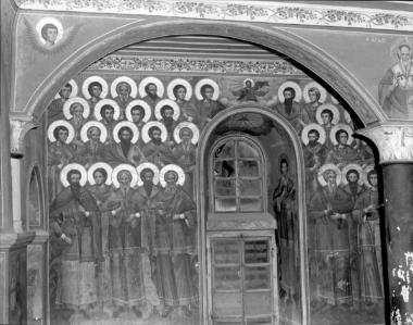 Μονή Ξηροποτάμου, Τράπεζα, Νότιο σκέλος. Τοιχογραφίες Δ. κιονοστοιχίας -Αν. όψη- και Δ. τοίχου (84, 85, 87)