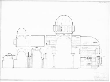 Μονή Ιβήρων, Καθολικό. Κατά μήκος τομή στον άξονα του ναού. Αναγραφή των εικονογραφικών θεμάτων