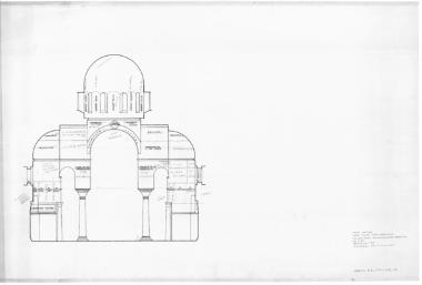 Μονή Ιβήρων, Καθολικό. Κατά πλάτος τομή στους χόρους. Αναγραφή των εικονογραφικών θεμάτων