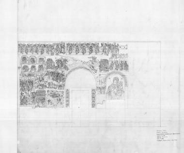 Μονή Βατοπεδίου, Καθολικό. Τομή Α-Α στον εξωνάρθηκα. Το νότιο τμήμα του ανατολικού τοίχου