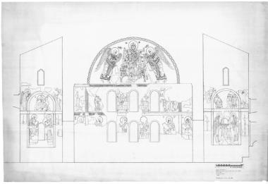 Ναός Πρωτάτου. Κατά πλάτος τομή Α1-Α1 στην πρόθεση, ιερό, διακονικό