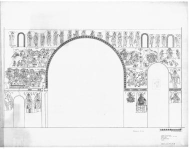 Ναός Πρωτάτου. Κατά μήκος τομή Ν1-Ν1 στον άξονα του ναού