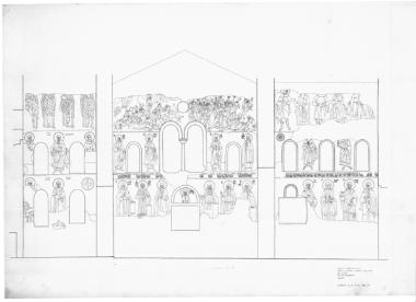 Ναός Πρωτάτου. Κατά μήκος τομή Ν3-Ν3 δια μέσου του διακονικού, νότιου χόρου και Ν.Δ. διαμερίσματος