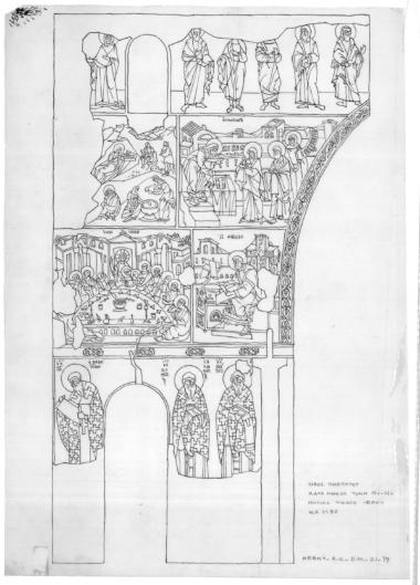 Ναός Πρωτάτου. Τομή Ν1-Ν1. Ο νότιος τοίχος του ιερού (δοκιμή σχεδίου)