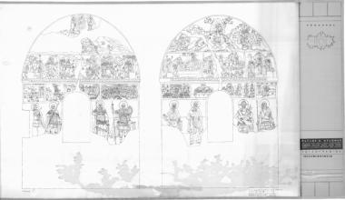 Καρυές, Χελανδαρινός ναός Μολυβοκκλησιάς. Τοίχος Δ, βόρειος χόρος και τοίχος Ε νότιος χόρος