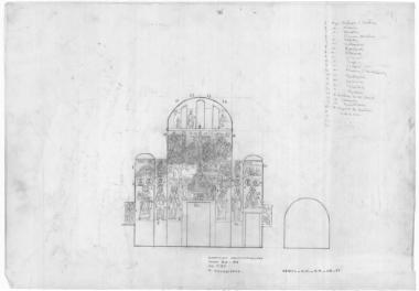 Μονή Κουτλουμουσίου, Καθολικό. Τομή Δ4-Δ4 δια μέσου του παρεκκλησίου της Παναγίας του Β.Δ. και του Ν.Δ. διαμερίσματος του κυρίως ναού