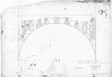 Ναός Πρωτάτου. Κατά μήκος τομή Ν2-Ν2. Το κεντρικό τόξο του βόρειου χόρου