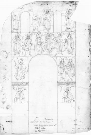 Ναός Πρωτάτου. Κατά μήκος τομή Β3-Β3. Βόρειος τοίχος του Β.Δ. διαμερίσματος κυρίως ναού