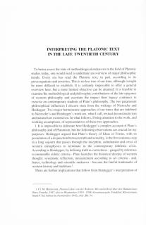 Interpreting the Platonic Text in the late twentieth century