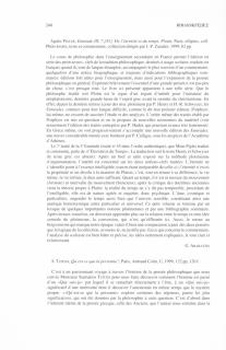 Agnès Pigler, Ennéade III, 7 [45]. De l' éternité et du temps. Plotin, Paris, ellipses, coll. Philo-textes, texte et commentaire, collection dirigée par J.-P. Zarader, 1999, 62pp.