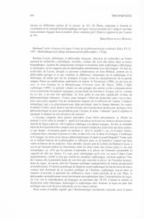 Barbara Cassin, Aristote et le logos. Contes de la phénoménologie ordinaire, Paris, P.U. F., 1997, «Bibliotheque du College international de philosophie», 170pp.