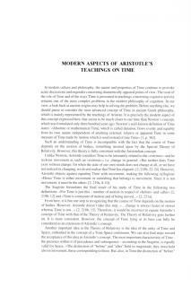 Modern Aspects of Aristotle' s Teachings on Time