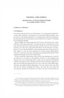 Politeia and Paideia. «Reminiscenses» of Western Political Thought in a Reading of Plato' s Politeia
