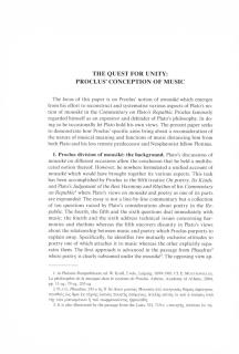 The Quest for Unity: Proclus' Conception of Music