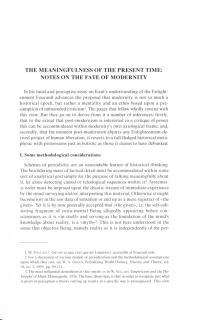 The Meaningfulness of the Present Time: Notes on the Fate of Modernity