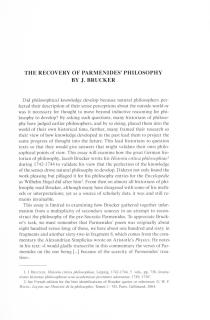 The Recovery of Parmenides' Philosophy by J. Brucker
