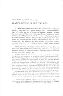 Plato's Critique of the Fine Arts
