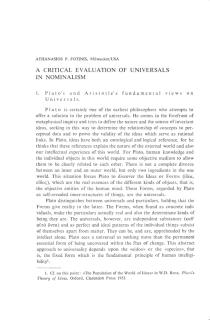 A Critical Evaluation of Universals in Nominalism